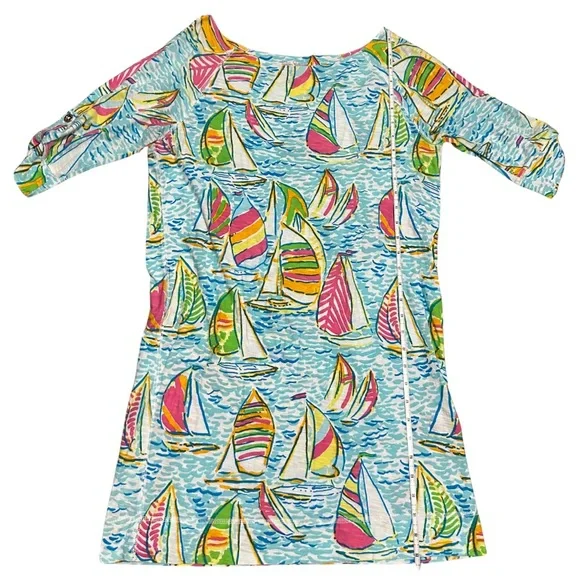 Lilly Pulitzer Colorful Sailboat Print U Gotta Regatta Dress Size Small - Picture 5 of 9